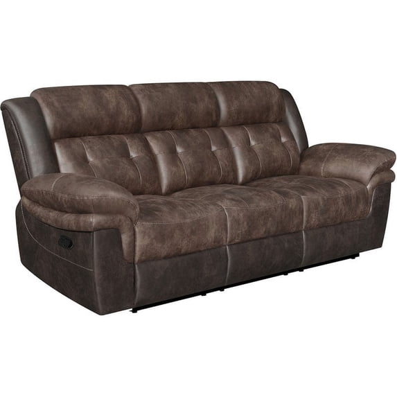 Saybrook Tufted Cushion Motion Sofa Chocolate and Dark Brown