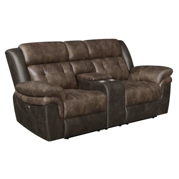 Saybrook Tufted Cushion Power Loveseat Chocolate and Dark Brown