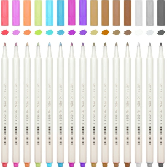 Sayeec Set of 15 Metallic Markers Fine Point Metallic Marker Pens for Black Paper, Art Rock Painting, Easter Egg, Halloween Pumpkin, Card Making, Metal, Ceramics, Wine Glass