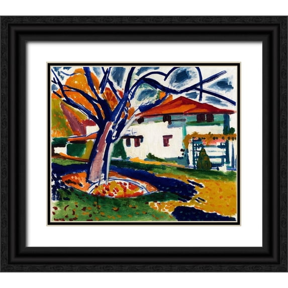 Sayen, Henry Lyman 14x12 Black Ornate Wood Framed with Double Matting Museum Art Print Titled - Blue Trees