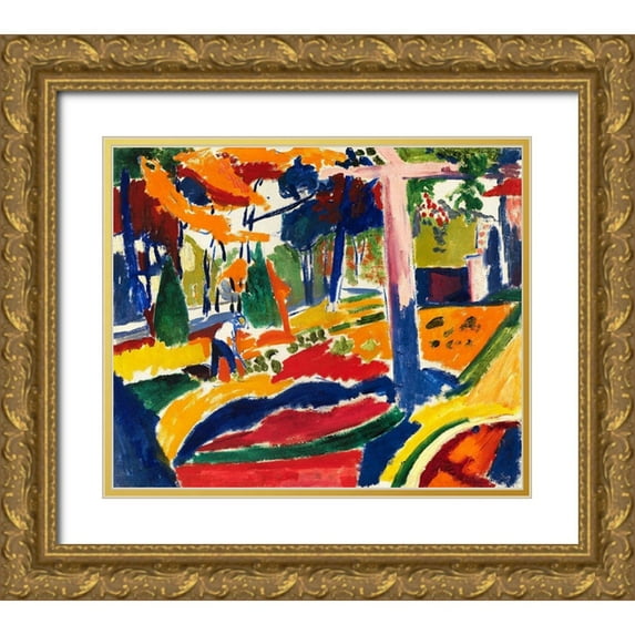 Sayen, Henry Lyman 14x12 Gold Ornate Wood Framed with Double Matting Museum Art Print Titled - Garden