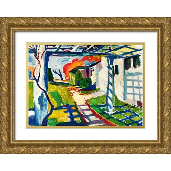 Sayen, Henry Lyman 32x24 Gold Ornate Wood Framed with Double Matting Museum Art Print Titled - Grape Arbor