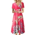 Sayhi Dresses For Women 2024 Casual Round Neck Short Sleeve Bohemian
