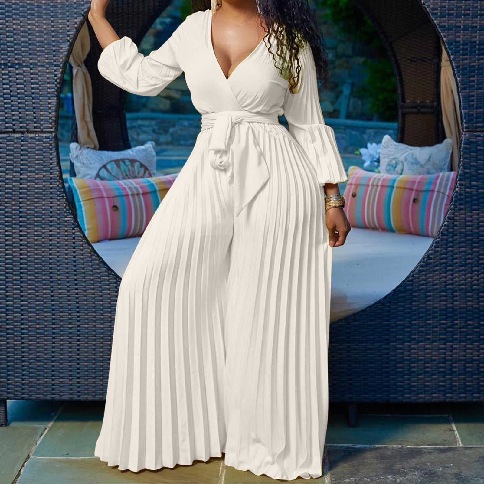 Casual Ribbed Plus Size Dressy Jumpsuits For Women With Long Sleeves,  Turtleneck, Hollow Out Back, High Elasticity, And Ruffles Perfect For  Outdoor Activities From Shahambie, $24.13