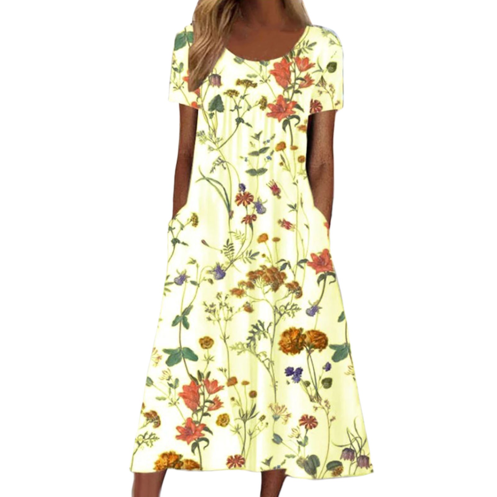 Women's Sleeveless Shift Dress – Floral Print, Pockets, Super Comfy House & Sundress