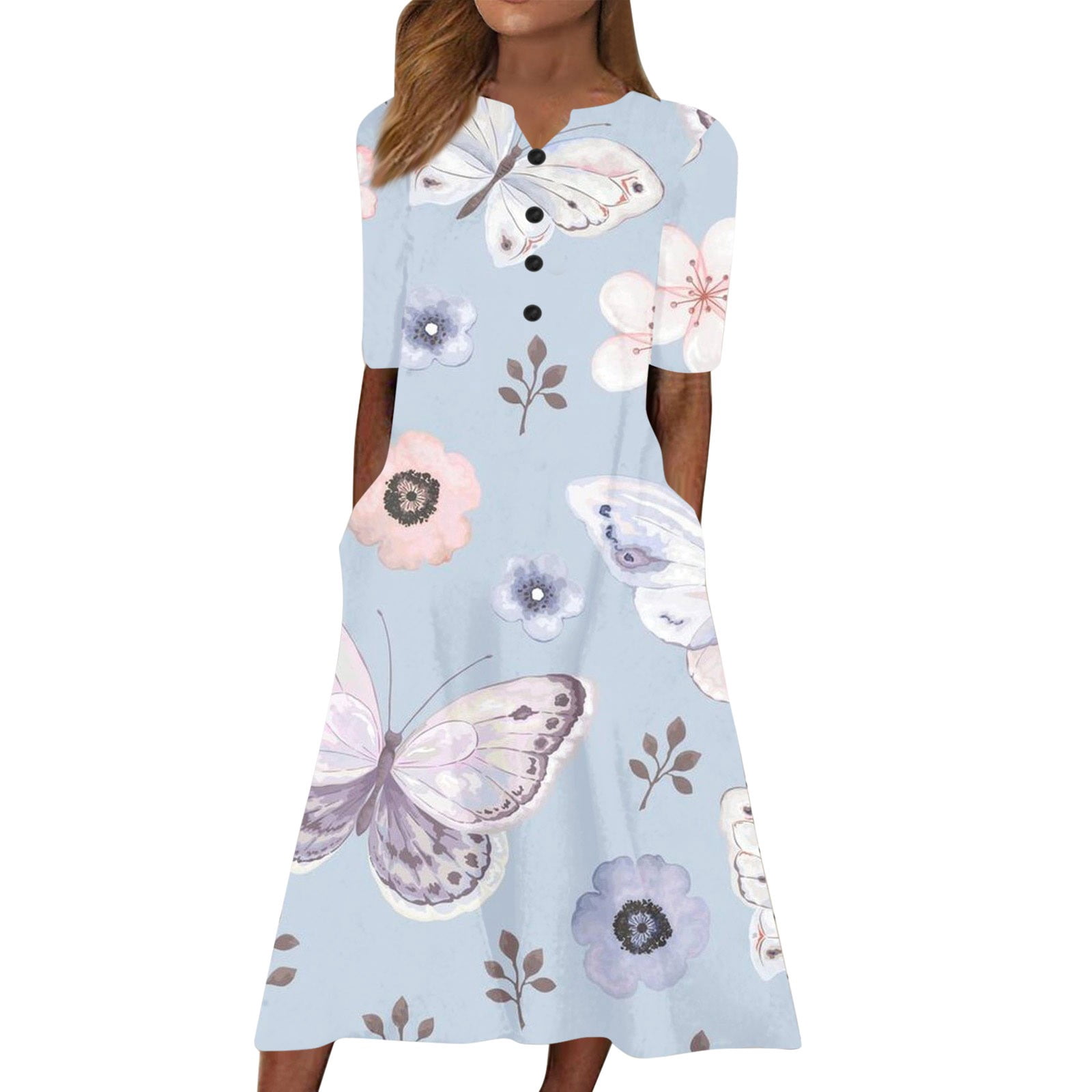 Sayhi Spring Dresses for Women Plus Size Boho Floral Casual House Dress ...