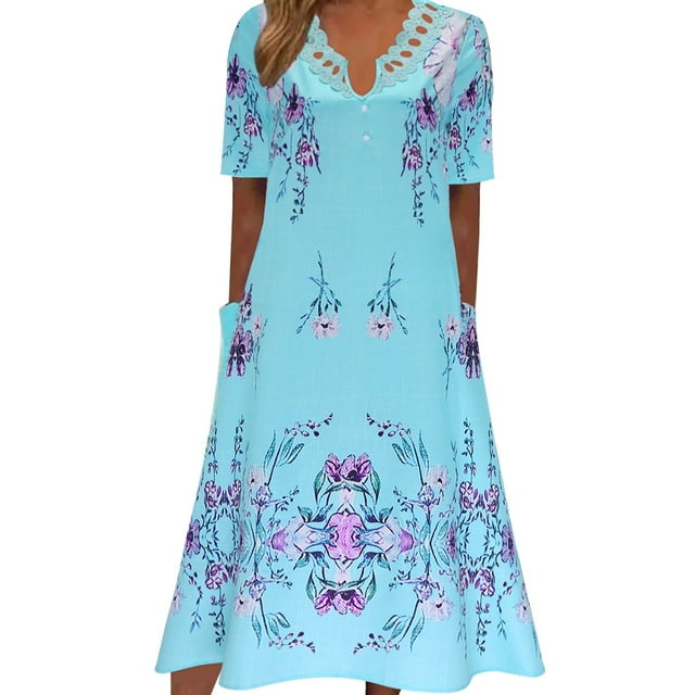 Sayhi Winter Dresses for Women 2024 Plus Size Boho Floral Casual House