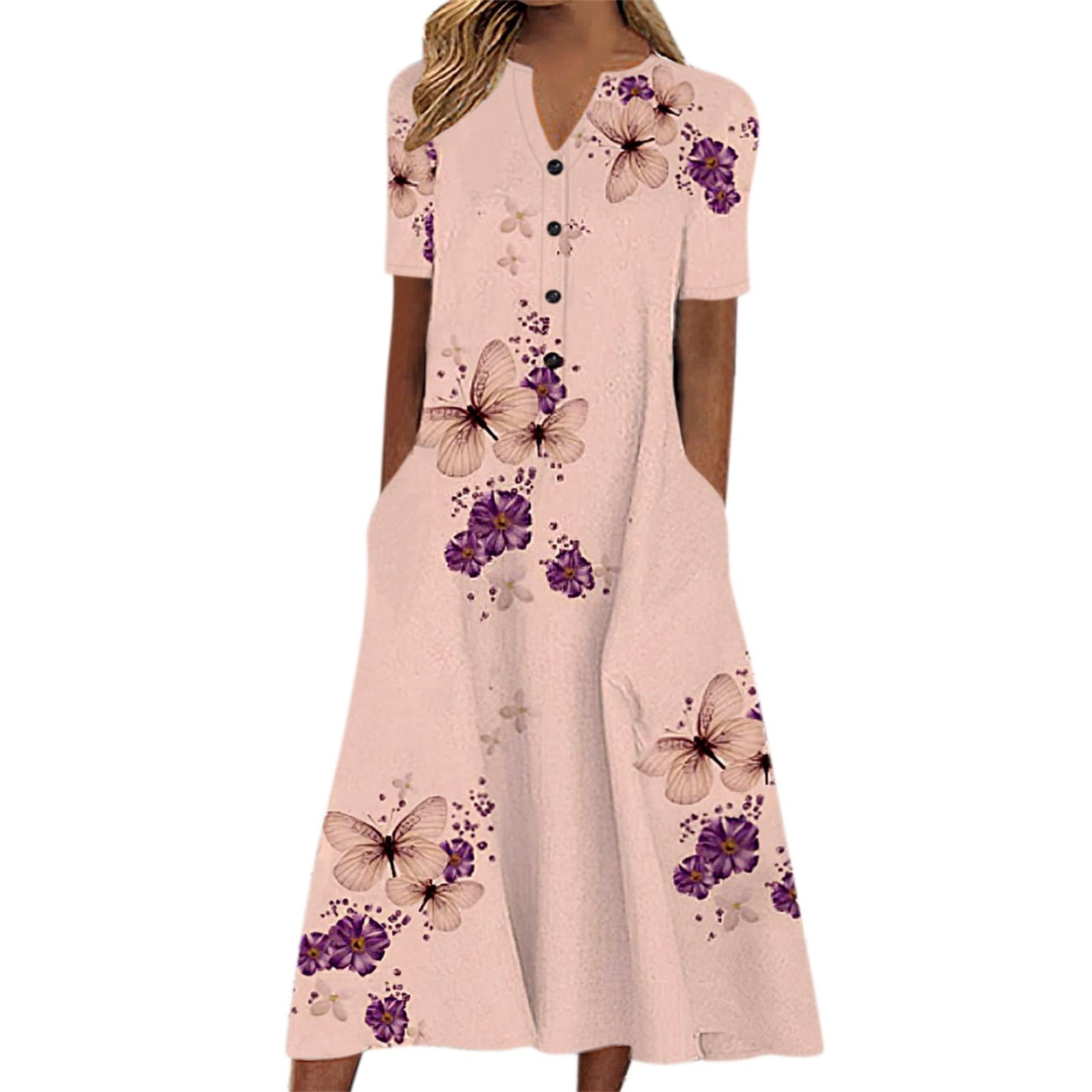 knee length bohemian dresses Casual Knee Length Flowy Boho Dress