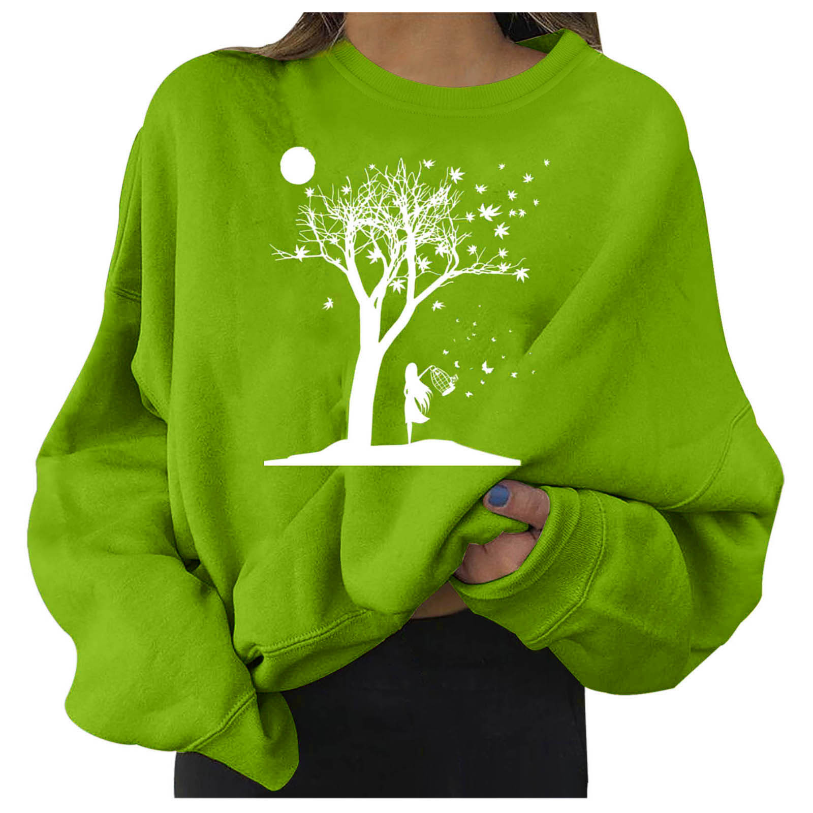 Sayhi Womens Sweatshirts no Hood Plus Size Soft Shirts for Women Casual