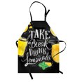 thumbnail image 1 of Saying Apron, Take a Break Drink Lemonade in Cursive Funky Text, Unisex Kitchen Bib with Adjustable Neck for Cooking Gardening, Adult Size, Grey Yellow, by Ambesonne, 1 of 4