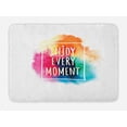 thumbnail image 1 of Saying Bath Mat, Enjoy Every Moment Words Framed by Borders on Rainbow Colors Blended Dust Cloud, Plush Bathroom Decor Mat with Non Slip Backing, 29.5" X 17.5", Multicolor, by Ambesonne, 1 of 2