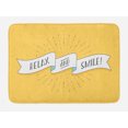 thumbnail image 1 of Saying Bath Mat, Positive Vivid Color Vintage Design Relax and Smile Message, Plush Bathroom Decor Mat with Non Slip Backing, 29.5" X 17.5", Mustard Black White, by Ambesonne, 1 of 2