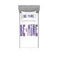 thumbnail image 1 of Saying Bedding Set with Sheet & Covers, Heart and Cloud Built-in Bold Typographic Lettering Be Mine Message, Printed Bedroom Decor 2 Shams, 4 Sizes, Lilac and Dark Purple, by Ambesonne, 1 of 3