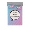 thumbnail image 1 of Saying Bedding Set with Sheet & Covers, Retro Never Stop Dreaming Pop Art Thinking Bubble Ombre Digital Polka Dots Motivation, Printed Bedroom Decor 2 Shams, 4 Sizes, Blue Pink, by Ambesonne, 1 of 3