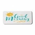 thumbnail image 1 of Saying Computer Mouse Pad, Beach Concept Smiling Sun and Wavy Morning Greeting Message, Rectangle Non-Slip Rubber Mousepad X-Large, 35" x 15" Gaming Size, Turquoise Earth Yellow, by Ambesonne, 1 of 2