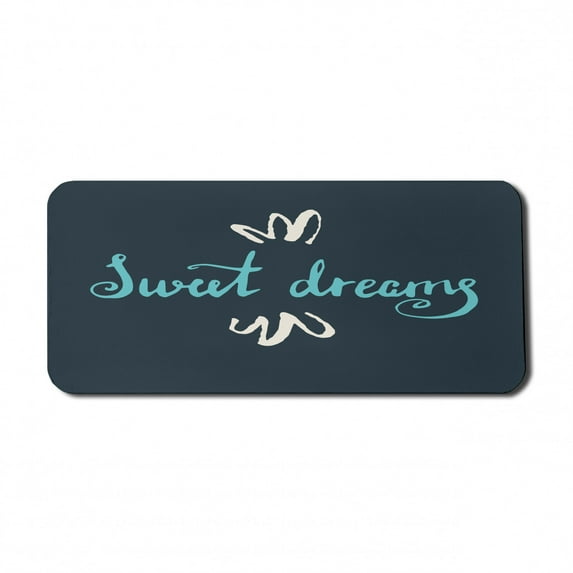 Saying Computer Mouse Pad, Modern Hand Drawn Style Lettering Phrase and Floral Details, Rectangle Non-Slip Rubber Mousepad X-Large, 35" x 15" Gaming Size, Pale Blue Dark Teal, by Ambesonne