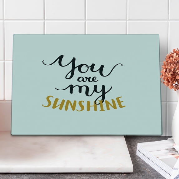 Saying Cutting Board, Big Font Classical Romantic Partners Phrase Soul Mates Theme Calligraphy Image, Decorative Tempered Glass Cutting and Serving Board, Large Size, Mustard Black, by Ambesonne