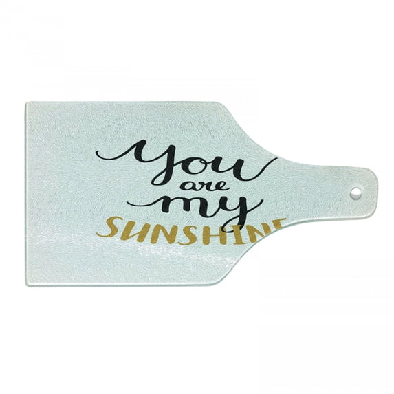 Saying Cutting Board, Big Font Classical Romantic Partners Phrase Soul Mates Theme Calligraphy Image, Tempered Glass Cutting and Serving Board, Wine Bottle Shape, Mustard Black, by Ambesonne