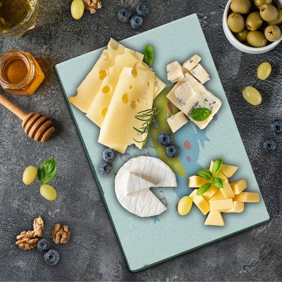 Saying Cutting Board, Colorful Illustration with Hand Lettering Words with Stars and Crescent Moon, Decorative Tempered Glass Cutting and Serving Board, Small Size, Multicolor, by Ambesonne