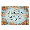 thumbnail image 1 of Saying Cutting Board, Eat Drink Be Thankful Words for Thanksgiving Fall Leaves, Decorative Tempered Glass Cutting and Serving Board, Large Size, Dark Orange Sky Blue, by Ambesonne, 1 of 1