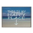 thumbnail image 1 of Saying Cutting Board, This is My Happy Place Typography on Ocean Horizon with Sky and Sandy Beach Print, Decorative Tempered Glass Cutting and Serving Board, in 3 Sizes, by Ambesonne, 1 of 2