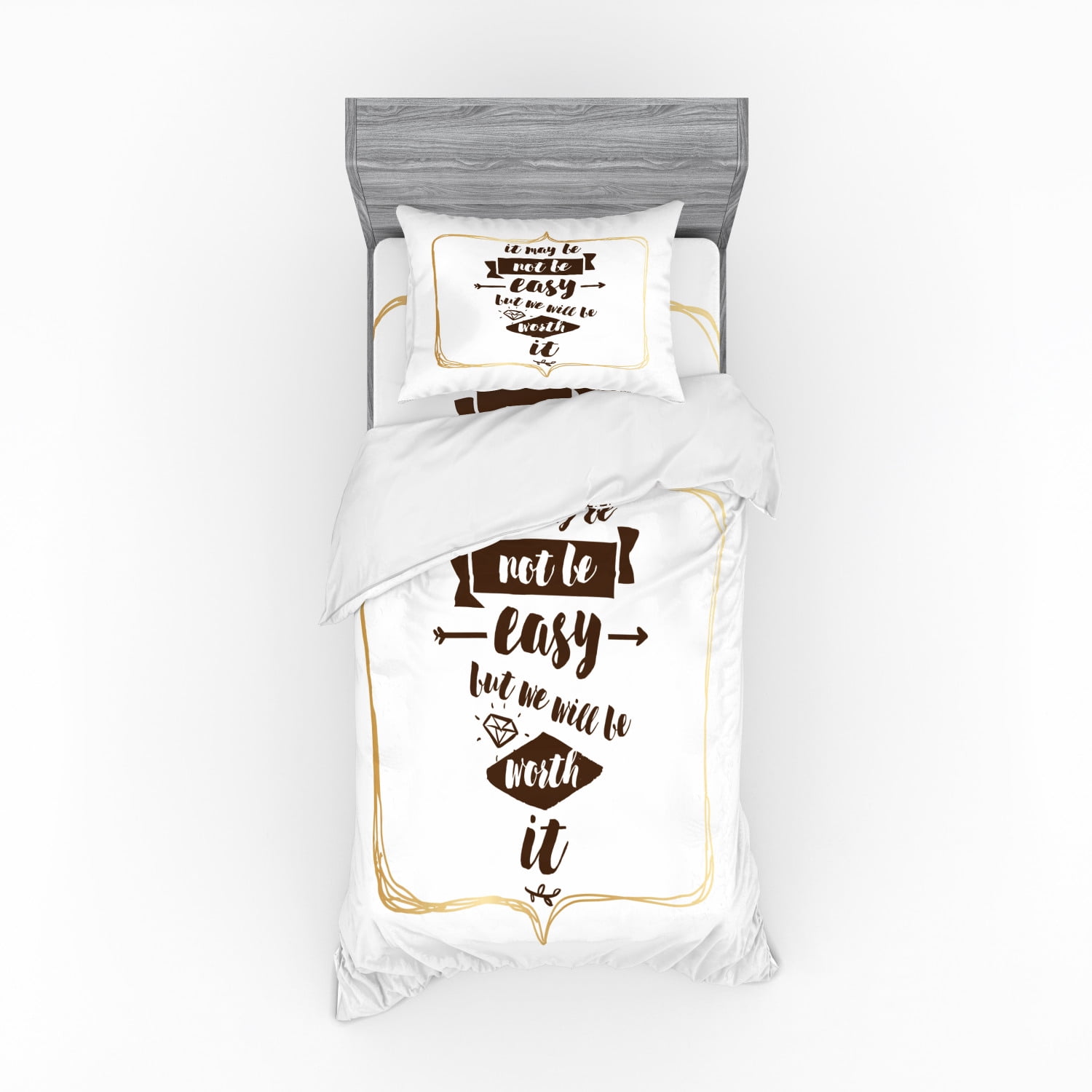 Saying Duvet Cover Set, Wedding Proposal Inspired Sentence with Hand