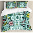 thumbnail image 1 of Saying Duvet Cover Set, You Got It Girl Feminism Slogan and Sayings Typography Floral, Decorative 3 Piece Bedding Set with 2 Pillow Shams, King Size, Seafoam Pale Pink, by Ambesonne, 1 of 3