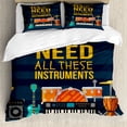 thumbnail image 1 of Saying Duvet Cover Sets, Yes I Really Do Need All These Instruments Guitar Keyboard and Drums Cartoon Music, Bedding Set 2 Duvet Covers & 4 Pillowcases, 2 Pack Cal King Size, Night Blue, by Ambesonne, 1 of 3