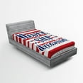 thumbnail image 1 of Saying Fitted Sheet, Never Stop Dreaming Words Frame Print over Stripes United States Theme Design, Soft Decorative Fabric Bedding, Twin XL Size, Red Indigo, by Ambesonne, 1 of 2