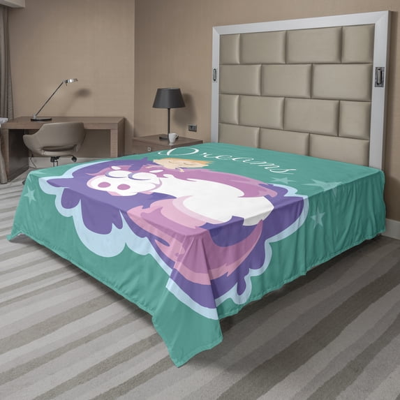 Ambesonne Saying Flat Sheet, Horse, Full Size, Multicolor