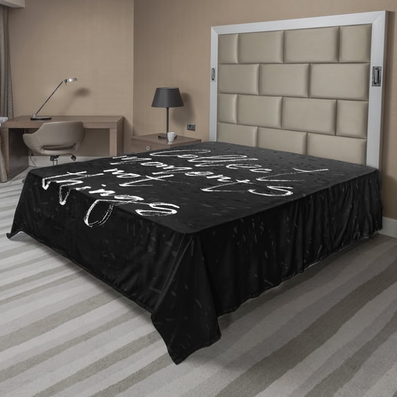Ambesonne Saying Flat Sheet, Positive Empowering Theme, Queen Size, Dark Grey and White