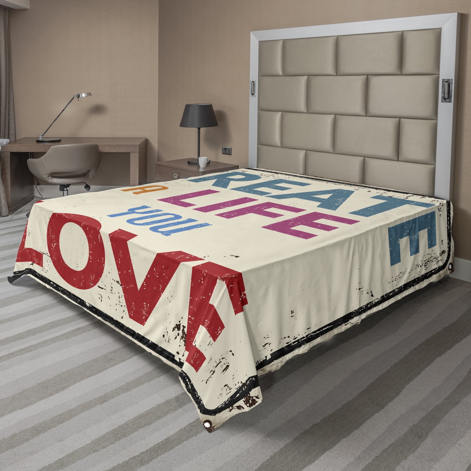 Saying Flat Sheet, Colorful Create a Life You Love Lettering Framed ...