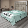 thumbnail image 1 of Saying Flat Sheet, Lettering with Illustration in Scandinavian Style Mouse and Stars, Soft Comfortable Top Sheet Decorative Bedding 1 Piece, 6 Sizes, Seafoam Black and White, by Ambesonne, 1 of 1