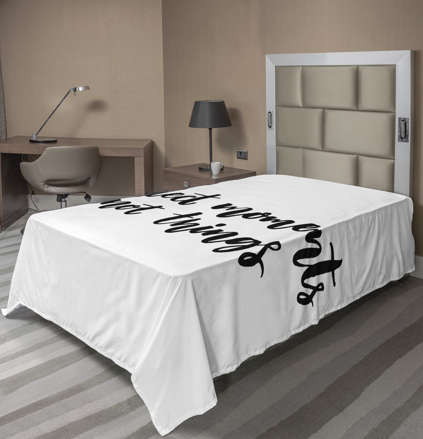Ambesonne Saying Flat Sheet, Monochrome Words Simplistic, Twin Size ...