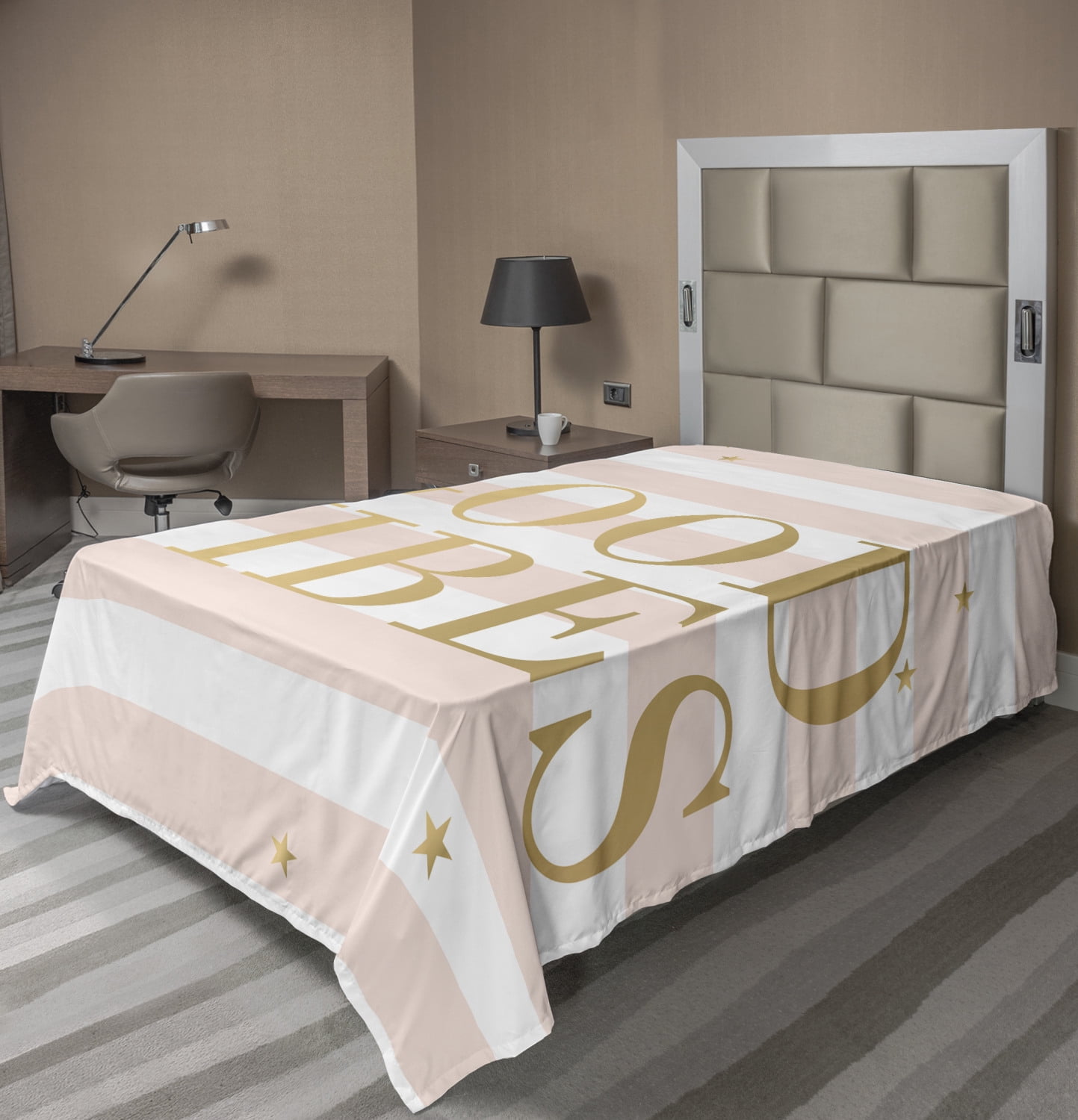 Saying Flat Sheet, Pastel Motivational Lettering and Stars Stripes ...