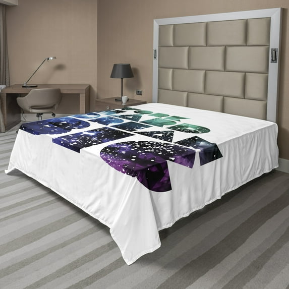 Ambesonne Saying Flat Sheet, Strong Philosophical Saying, Queen Size, Jade Green and Blue