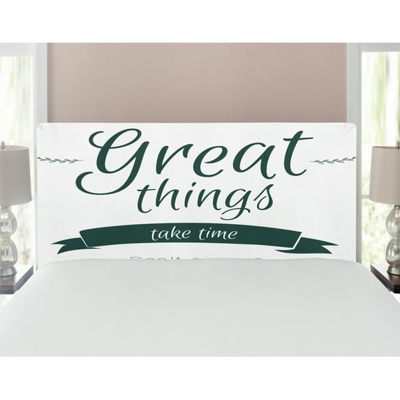 Saying Headboard, Modern Inspirational Lettering Thing Take Time Don't Give up Lifestyle, Upholstered Decorative Metal Bed Headboard with Memory Foam, Full Size, Black White, by Ambesonne
