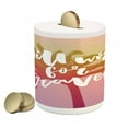 thumbnail image 1 of Saying Piggy Bank, Will Work for Travel Funny Saying at Vintage Filtered Background with a Palm Tree, Ceramic Coin Bank Money Box for Cash Saving, 3.6" X 3.2", Multicolor, by Ambesonne, 1 of 4