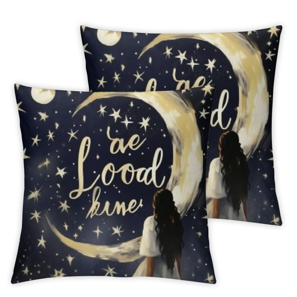 Saying Pillow Sham Set of 2, Hand Drawn I Love You to The Moon and Back
