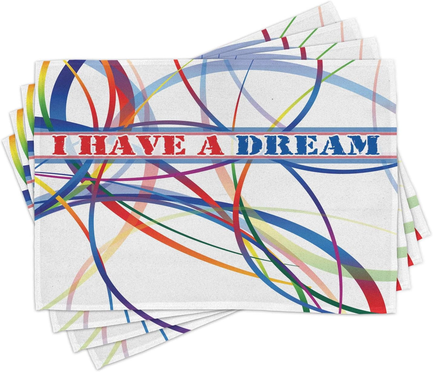 Saying Place Mats Set Of 4, I Have A Dream Famous Words By MLK Black