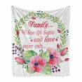 thumbnail image 1 of Saying Soft Flannel Fleece Blanket, Family Where Life Begins and Love Never Ends Lettering in Watercolor Floral Wreath, Cozy Plush for Indoor and Outdoor Use, 60" x 80", Multicolor, by Ambesonne, 1 of 6