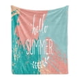thumbnail image 1 of Saying Soft Flannel Fleece Blanket, Hello Summer Lettering Image with Splash Colored Like Background Work of Art Print, Cozy Plush for Indoor and Outdoor Use, 70" x 90", Multicolor, by Ambesonne, 1 of 6