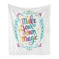 thumbnail image 1 of Saying Soft Flannel Fleece Blanket, Make Your Own Magic Message with Colorful Letters Rainbow Calligraphy Illustration, Cozy Plush for Indoor and Outdoor Use, 50" x 70", Multicolor, by Ambesonne, 1 of 5