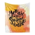 thumbnail image 1 of Saying Soft Flannel Fleece Blanket, Retro Style Love Spouse Lettering over Psychedelic Hazy Cloud Splashes Image, Cozy Plush for Indoor and Outdoor Use, 60" x 80", Orange and Yellow, by Ambesonne, 1 of 5