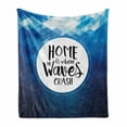 thumbnail image 1 of Saying Soft Flannel Fleece Blanket, Simple Monochrome Ink Brush Written Home is Where the Waves Crash Text, Cozy Plush for Indoor and Outdoor Use, 60" x 80", Charcoal Grey and White, by Ambesonne, 1 of 5