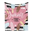 thumbnail image 1 of Saying Soft Flannel Fleece Blanket, Summer Time Lettering with Delicious Doodle Ice Cream Sticks on Striped Background, Cozy Plush for Indoor and Outdoor Use, 50" x 70", Multicolor, by Ambesonne, 1 of 5