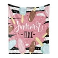 thumbnail image 1 of Saying Soft Flannel Fleece Blanket, Summer Time Lettering with Delicious Doodle Ice Cream Sticks on Striped Background, Cozy Plush for Indoor and Outdoor Use, 60" x 80", Multicolor, by Ambesonne, 1 of 5