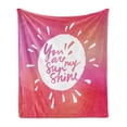 thumbnail image 1 of Saying Soft Flannel Fleece Blanket, Vibrant Color Sunshine Form with Blury Handwritten Saying You and Me Graphic Image, Cozy Plush for Indoor and Outdoor Use, 50" x 60", Maroon White, by Ambesonne, 1 of 5