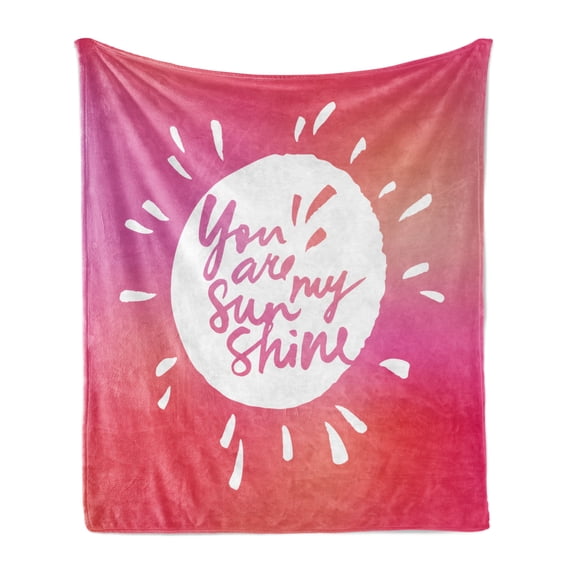 Saying Soft Flannel Fleece Blanket, Vibrant Color Sunshine Form with Blury Handwritten Saying You and Me Graphic Image, Cozy Plush for Indoor and Outdoor Use, 50" x 60", Maroon White, by Ambesonne