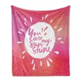 thumbnail image 1 of Saying Soft Flannel Fleece Blanket, Vibrant Color Sunshine Form with Blury Handwritten Saying You and Me Graphic Image, Cozy Plush for Indoor and Outdoor Use, 60" x 80", Maroon White, by Ambesonne, 1 of 5